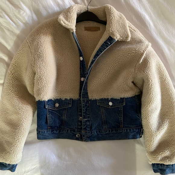 GRLFRND denim faux fur jacket size small - Picture 3 of 5